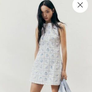 H&M Seashell Print Mini Coastal Dress Cutout Back